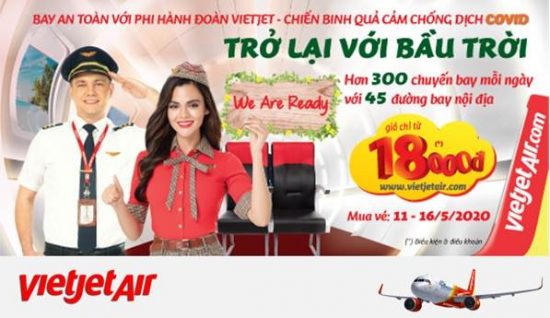 Vietjet Air Trở lại bầu trời khuyến mại khủng 3 triệu vé 18,000đ
